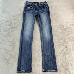 BKE Jake Straight Leg Jeans 30x34 (26x32) Med Wash Contrast Stitch Stretch Denim